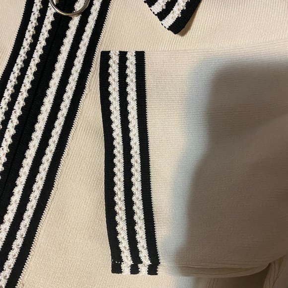 New Women Lady Cream White French Classic Polo collar knitted Dress Skirt - Picture 4 of 7